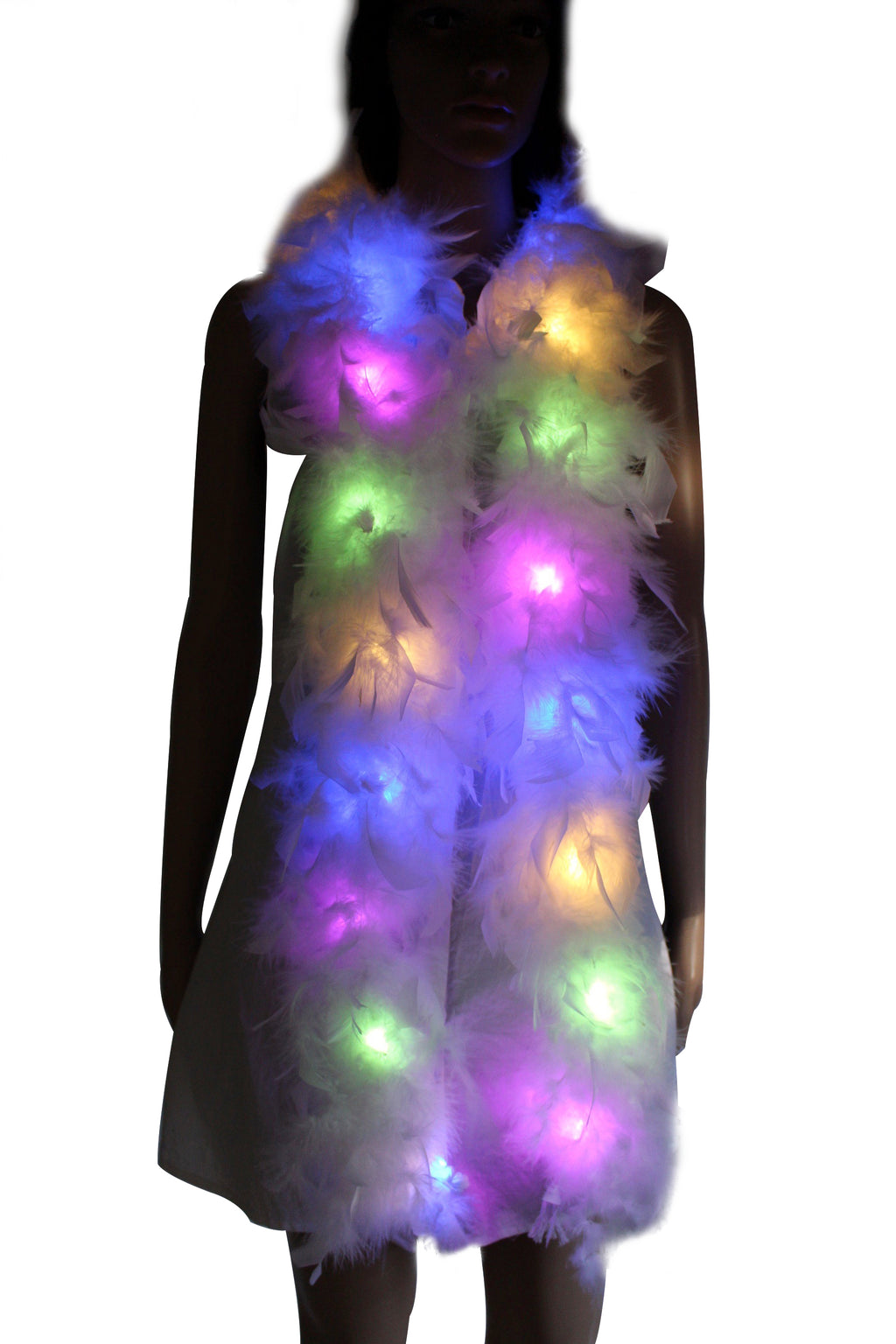 LED Light Up Feather Boa:  Chandelle, Party Costume Decoration