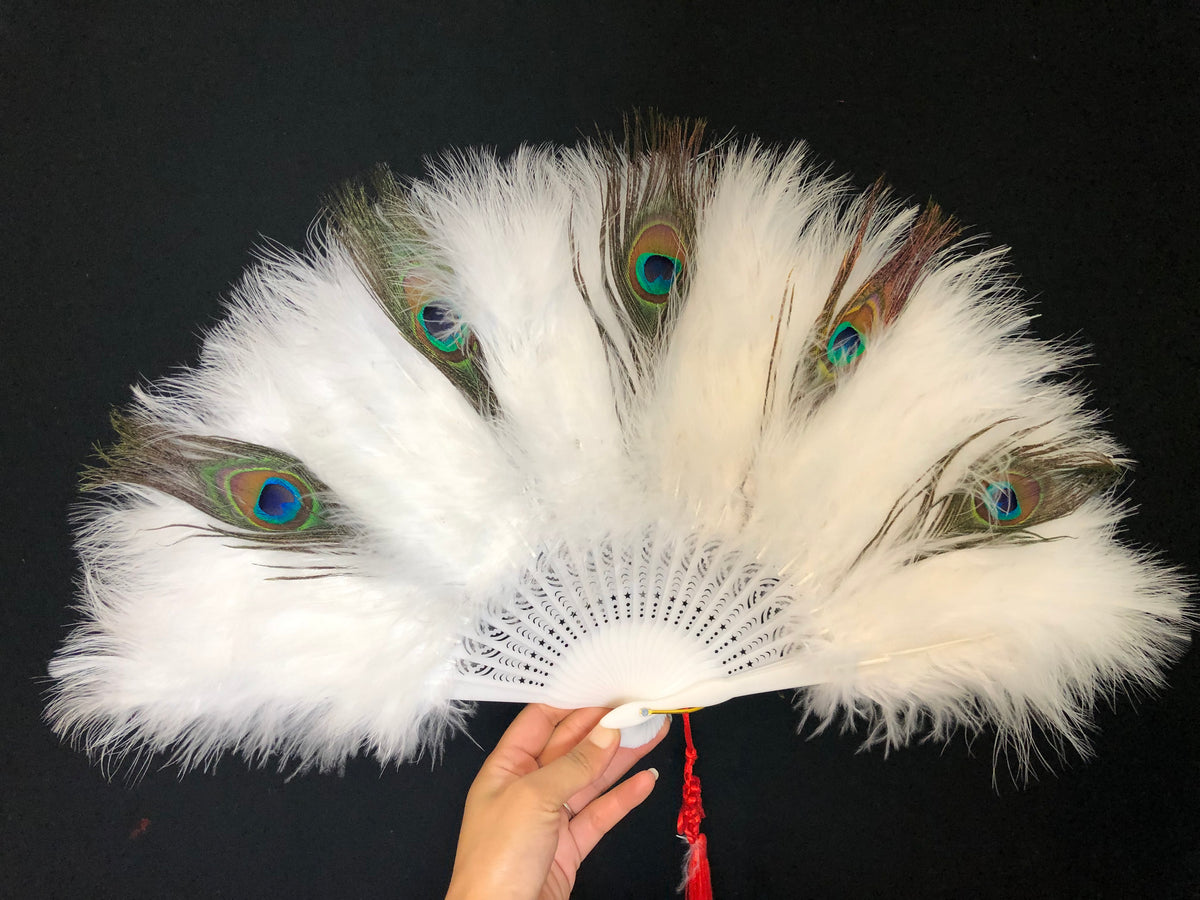 Peacock Marabou Feather Fan with Peacock Accent: Party, Wedding Decor