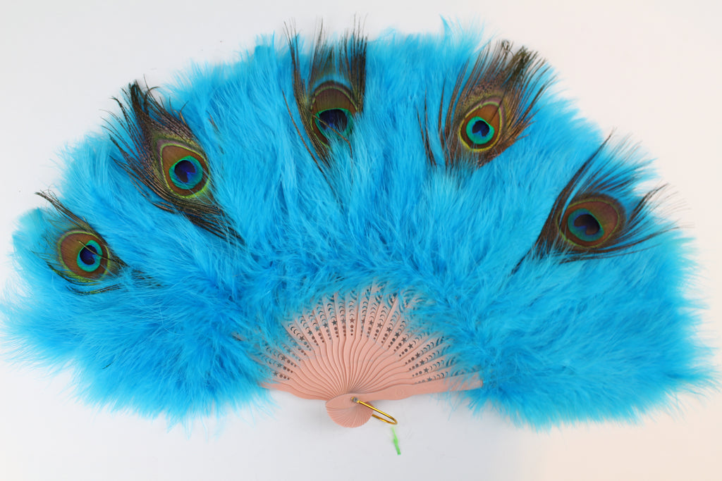 Peacock Marabou Feather Fan with Peacock Accent: Party, Wedding Decor