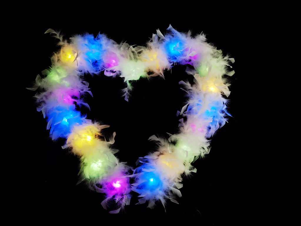 LED Light Up Feather Boa:  Chandelle, Party Costume Decoration