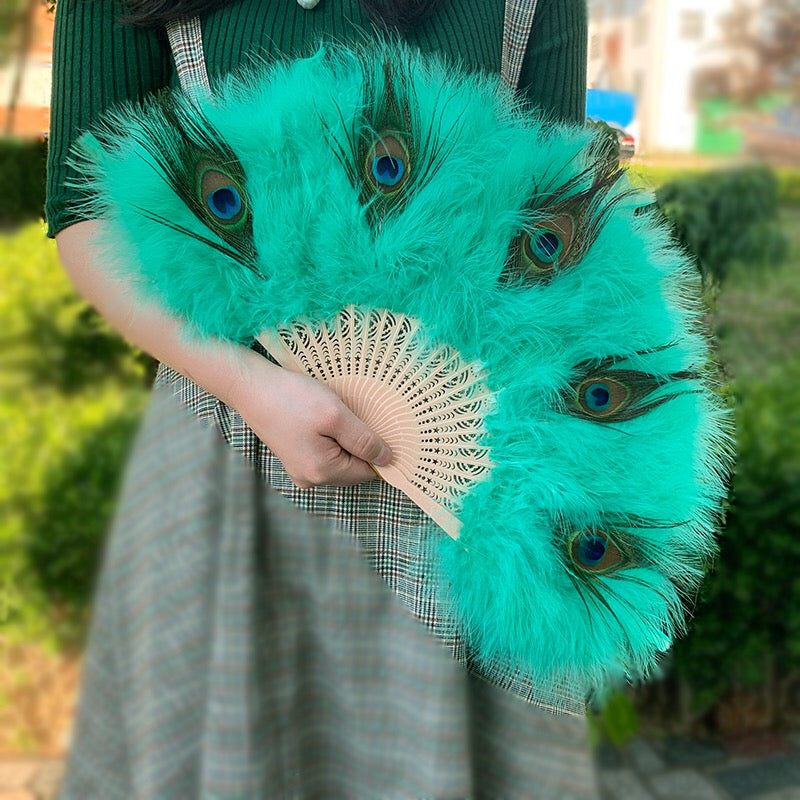 Peacock Marabou Feather Fan with Peacock Accent: Party, Wedding Decor