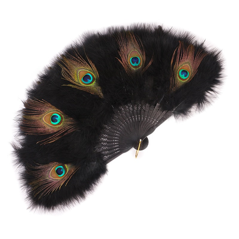 Peacock Marabou Feather Fan with Peacock Accent: Party, Wedding Decor