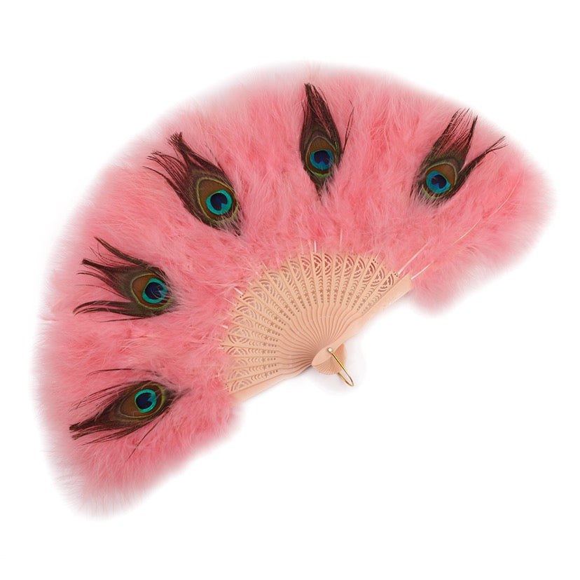 Peacock Marabou Feather Fan with Peacock Accent: Party, Wedding Decor