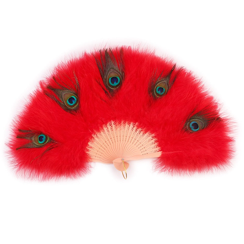 Peacock Marabou Feather Fan with Peacock Accent: Party, Wedding Decor