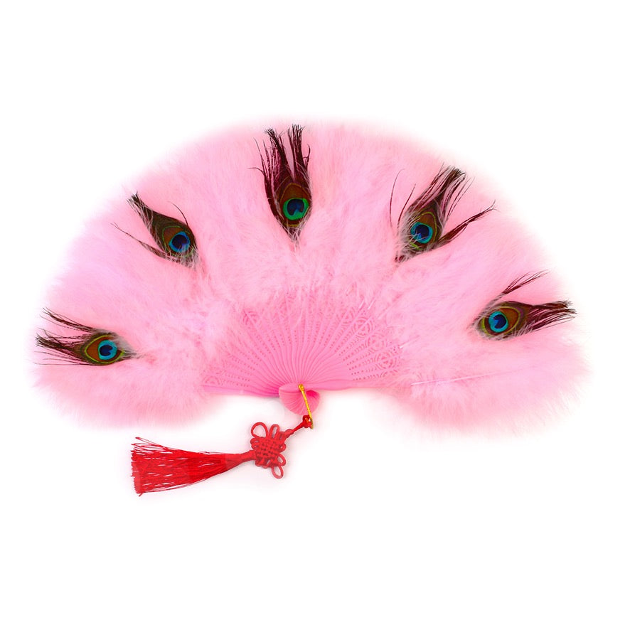 Peacock Marabou Feather Fan with Peacock Accent: Party, Wedding Decor