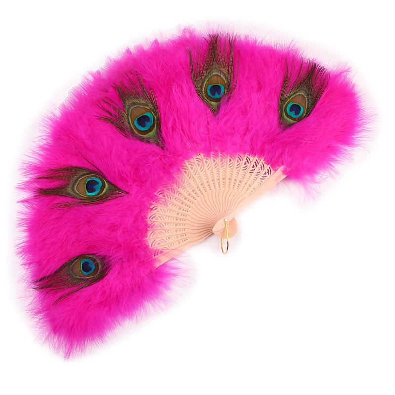 Peacock Marabou Feather Fan with Peacock Accent: Party, Wedding Decor