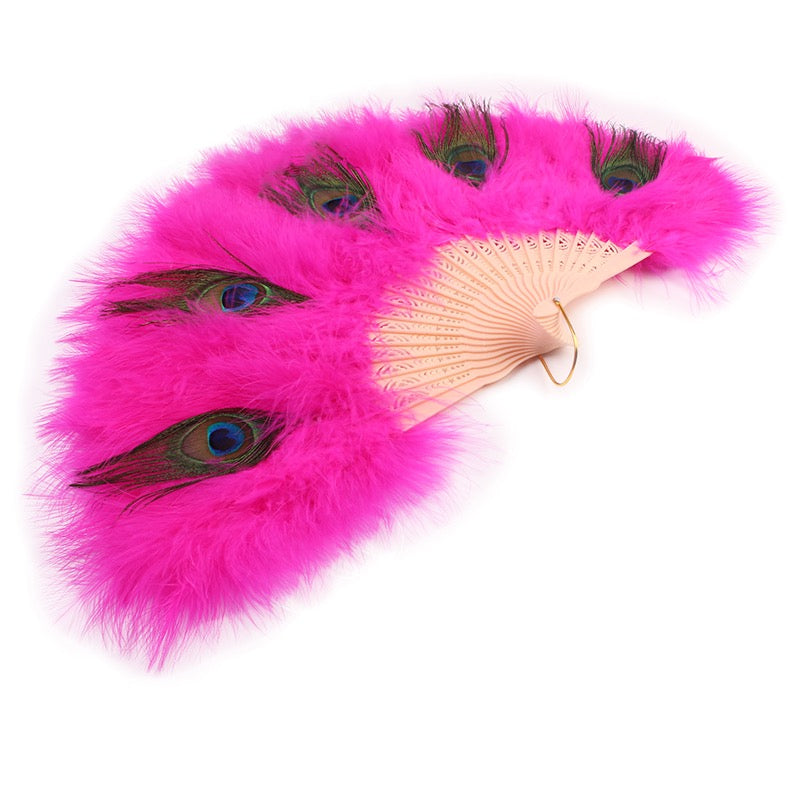 Peacock Marabou Feather Fan with Peacock Accent: Party, Wedding Decor
