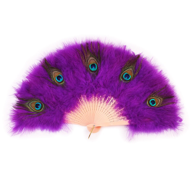 Peacock Marabou Feather Fan with Peacock Accent: Party, Wedding Decor