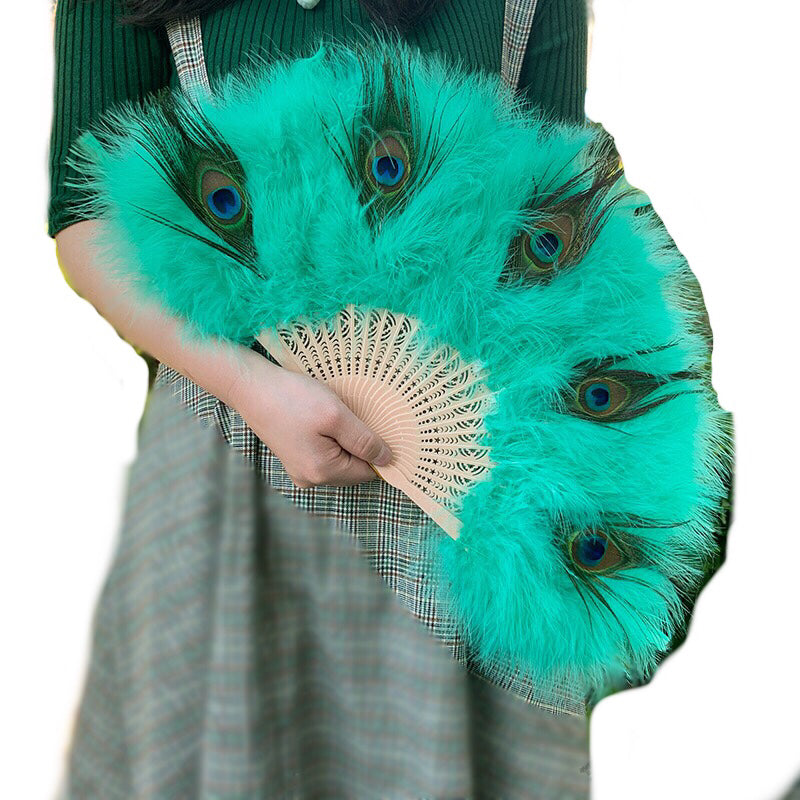 Peacock Marabou Feather Fan with Peacock Accent: Party, Wedding Decor