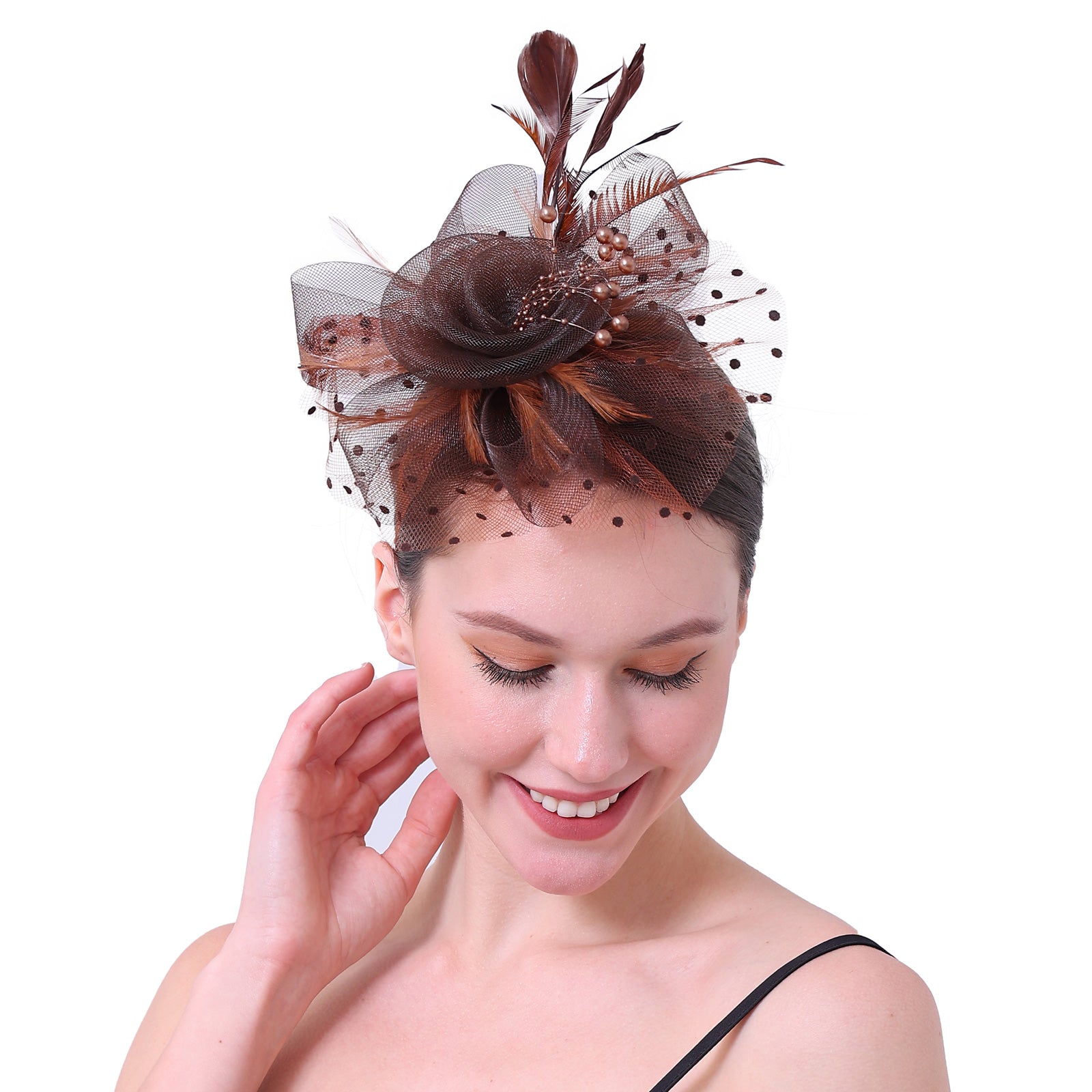 Feather Fascinator Hat, Kentucky Derby Tea Party Headband-1901