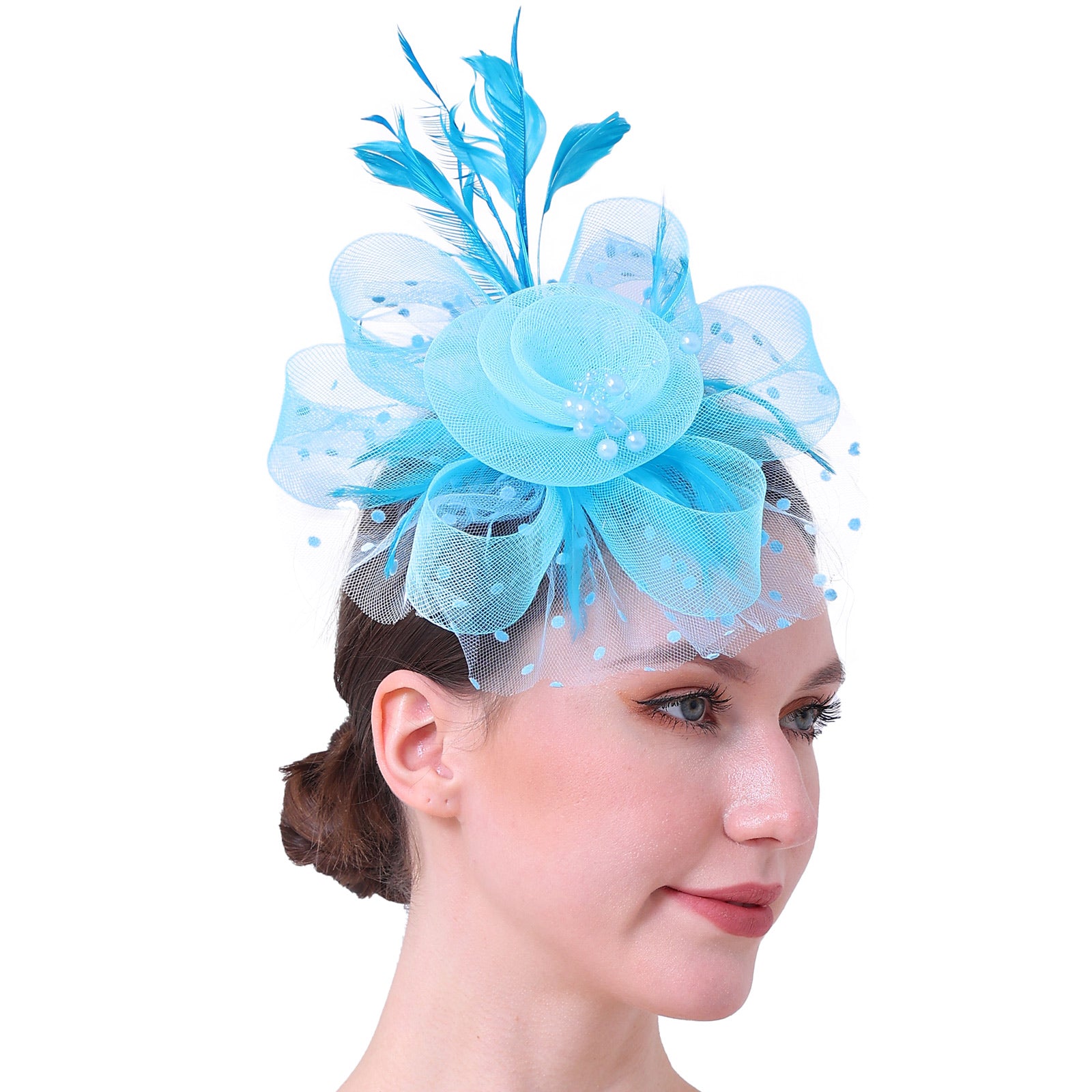 Feather Fascinator Hat, Kentucky Derby Tea Party Headband-1901